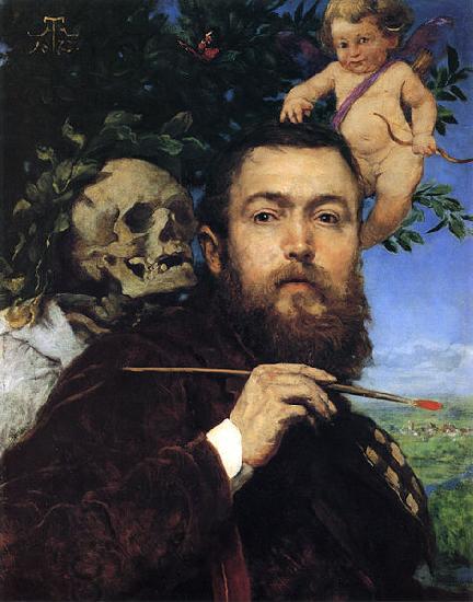 Hans Thoma Self-portrait with Love and Death China oil painting art